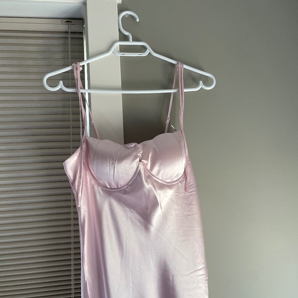 Pink Satin Slip Dress – Size Medium